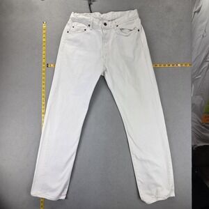 Vintage Levis 501 Jeans Womens White Straight Button Fly Made USA Fits 31x32